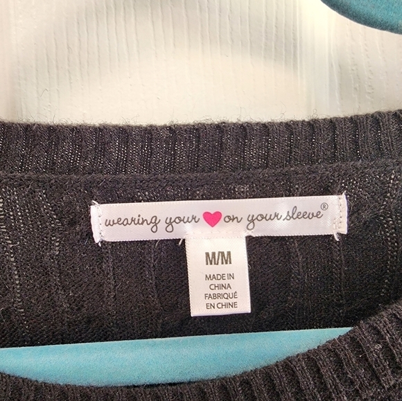 Black Cable Knit Angora Blend Sweater Dress Size Medi NWT - Picture 3 of 6